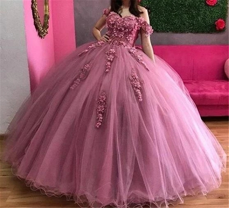 Lilac Sweetheart Ball Gown Quinceanera Dresses For 15 Party Fashion Applique Off-Shoulder Cinderella Birthday Party Vestidos De 15 Anos