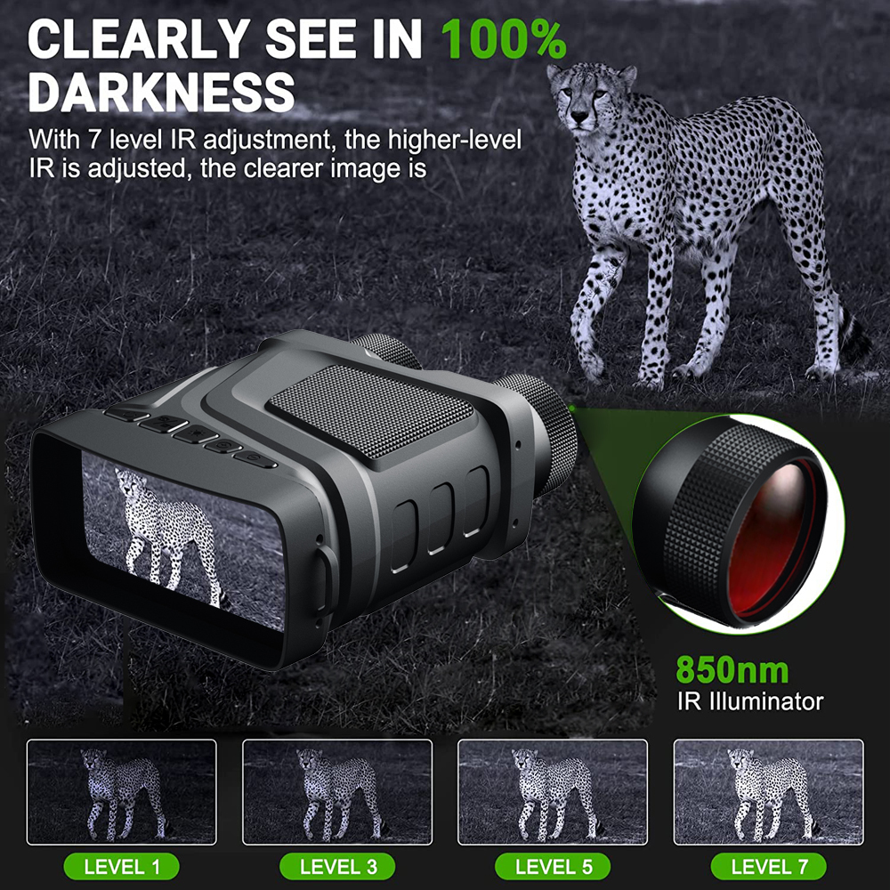 Telescopes R12 Binoculars Night Vision Device Rechargeable 6W 850nm Infrared 1080P HD 5X Digital Zoom Hunting Telescope Po Video R