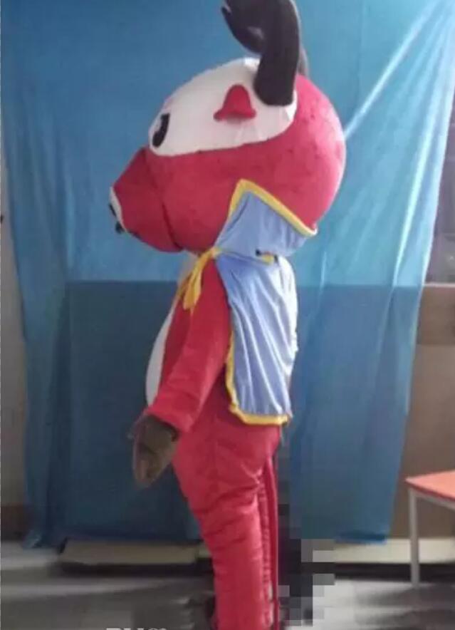 Factory Outlets a red yak mascot cosutme with a blue cloak for sale