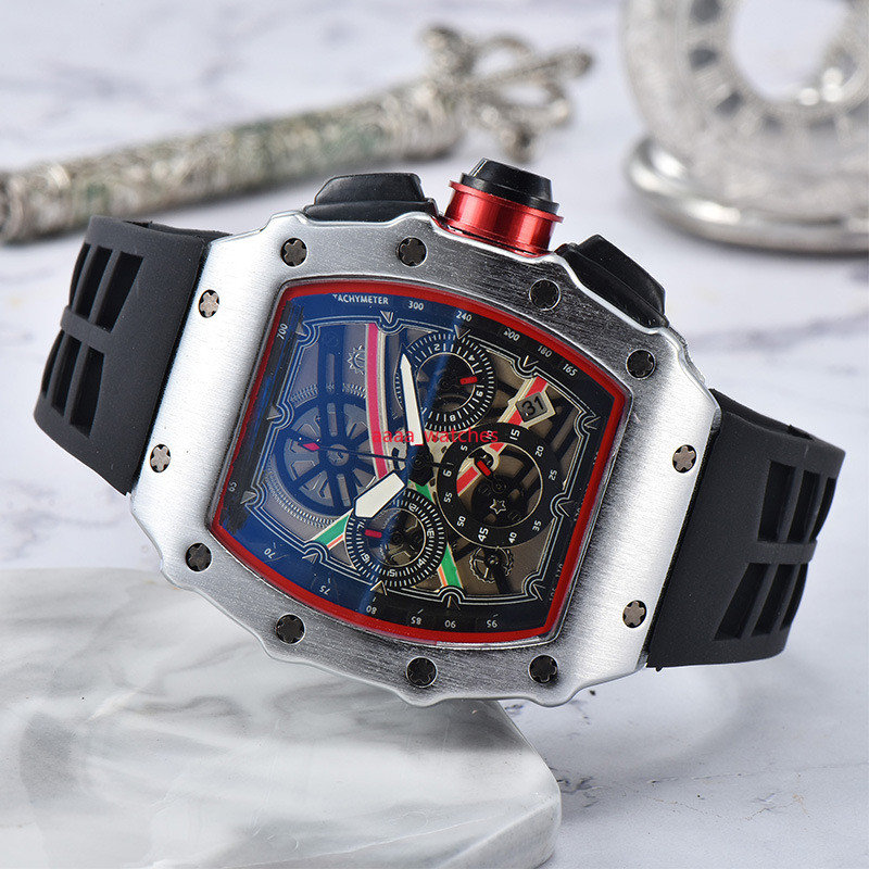 6-pins Automatic date watch limited edition men's watch top brand luxury full-featured quartz watch silicone strap kis