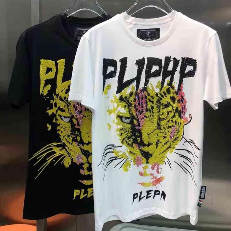 Designer German PP skull Tiger Print Hot Diamond Men's casual round neck short T-shirt slim fashion brand large half s Philipps Pleins nhi, Black
Designer German PP skull Tiger Print Hot Diamond Men's casual round neck short T-shirt slim fashion brand large half s Philipps Pleins nhi, Black