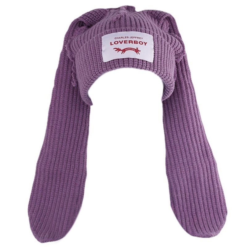 Knitted Bunny Crochet Ear Beanie Hat for Women Winter Warm Acrylic Skull Cap with Cute Rabbit Ears - 2024 4 s