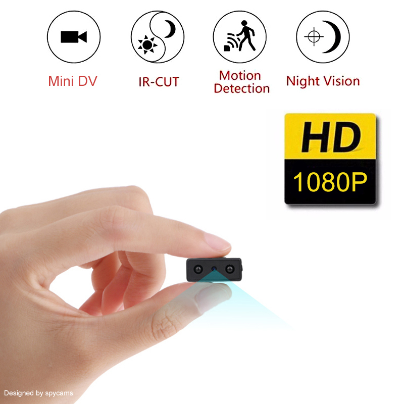 

Camcorders Mini Camera Smallest 1080P HD Camcorder Infrared Night Vision Micro Cam Motion Detection IR CUT Video Recorder Hidden TF card 221024, Black