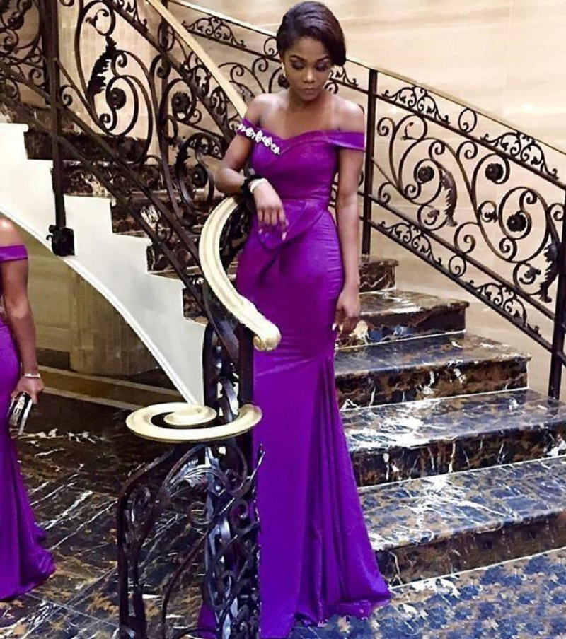 Off the Shoulder Purple Bridesmaid Dresses Long Mermaid Wedding Guest Formal Party Dress Plus Size Prom Evening Gown