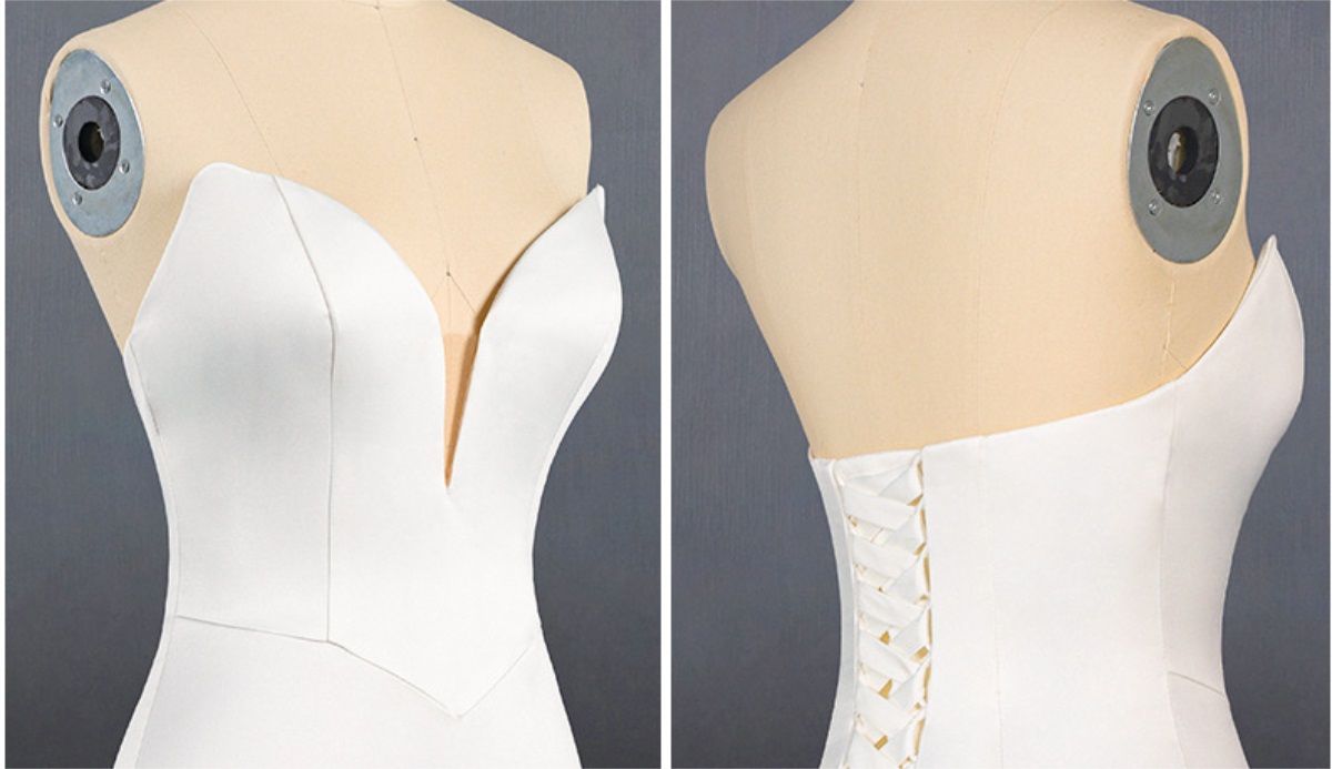 Bridal Satin Sweetheart Mermaid Wedding Dresses Sexy Deep V Neck Fishtail lace-up Corset Ruffles Organza Bridal Dress Robes