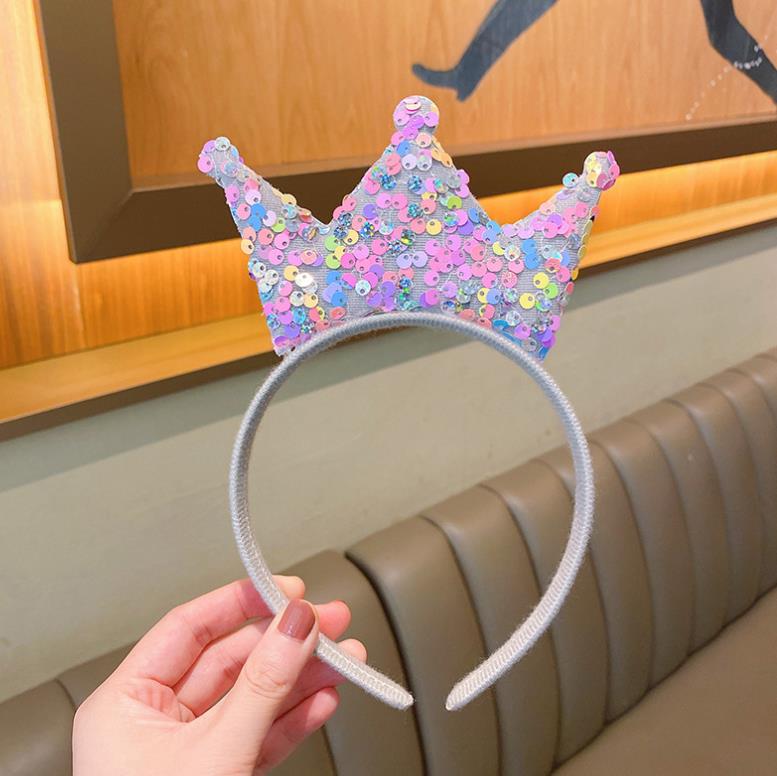 Crown Headbands Double Sides Sequins Tiaras Fashion Hair Accessories Hairband Princess Girls Birthday Party Headpiece