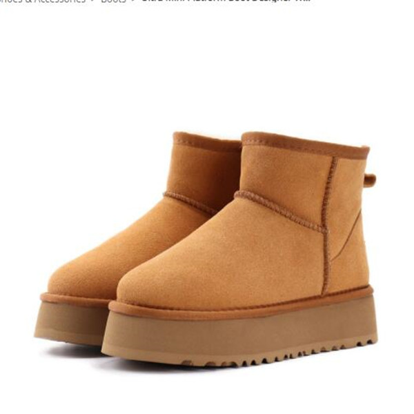 2022 Winter Ultra Mini Platform Boot Designer 5854000 Ankle Snow Fur Boot Brown Australia Warm Booties For Woman Real Leather