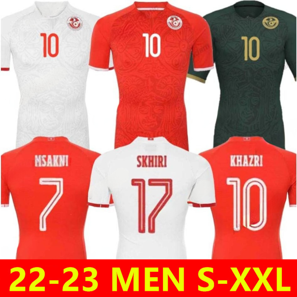 2022 Tunisia soccer jerseys Maillot tunisien SKHIRI KHAZRI MSAKNI MEJBRI SLITI KHENISSI BRONN BEN SLIMANE MORTADHA Tunis Tunisian football shirts, 22-23 away+africa2023 patches
2022 Tunisia soccer jerseys Maillot tunisien SKHIRI KHAZRI MSAKNI MEJBRI SLITI KHENISSI BRONN BEN SLIMANE MORTADHA Tunis Tunisian football shirts, 22-23 away+africa2023 patches