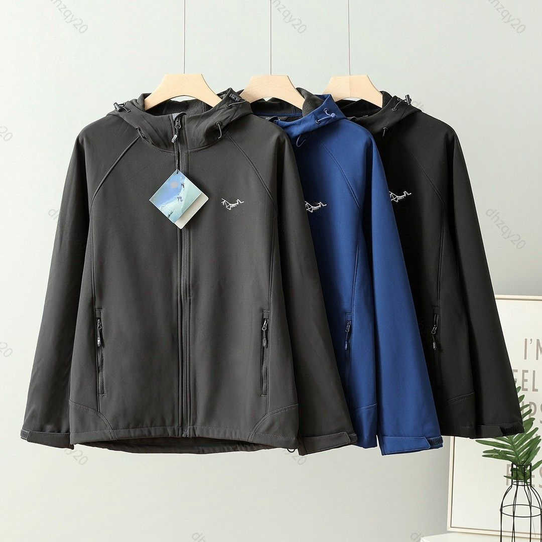 Arc Jacket Windproof Sportswear High Quality Bird Soft Shell Waterproof Jacket Outdoor Sports Embroidery Couple Hoodie Sweatshirt With Fleece Warm Zip