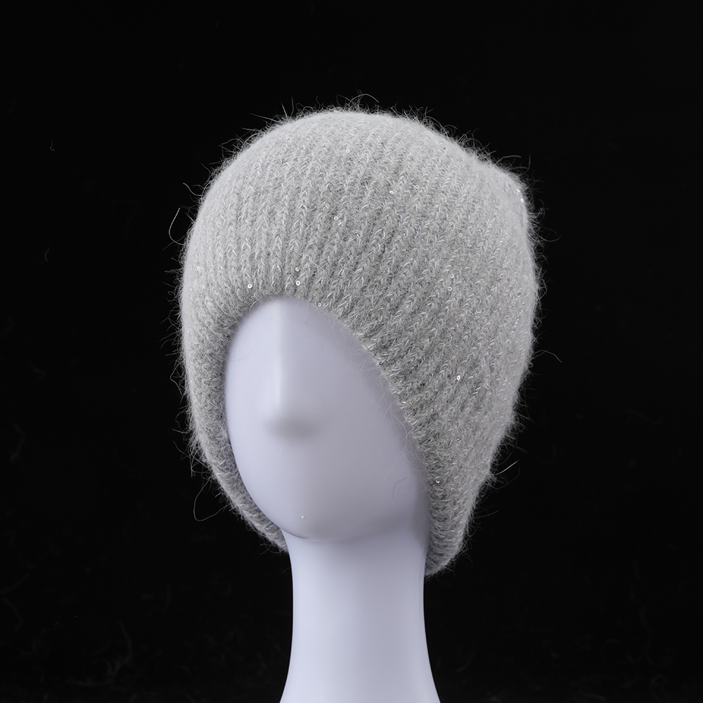 BeanieSkull Caps Autumn Winter Rabbit Hair Hat Warm Beanies s Casual Women Solid Adult Cashmere Knitted Beanie with Bright Wire 221024