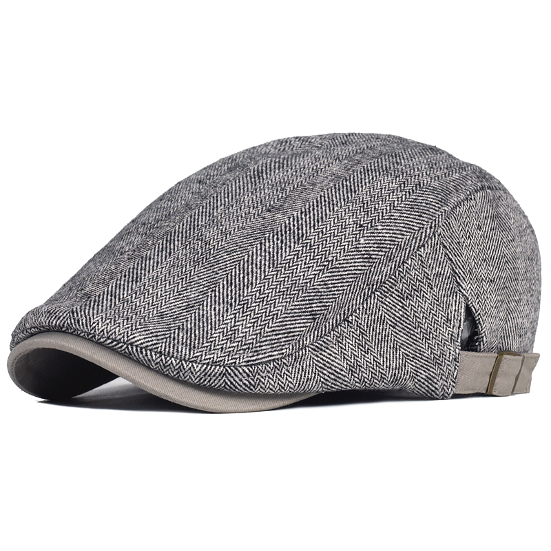 Berets Big Size sboy Cap Men Winter Wool Thick Warm Vintage Herringbone Casual Stripe Berets Gatsby Flat Hat Peaked Cap Adjustable 221024