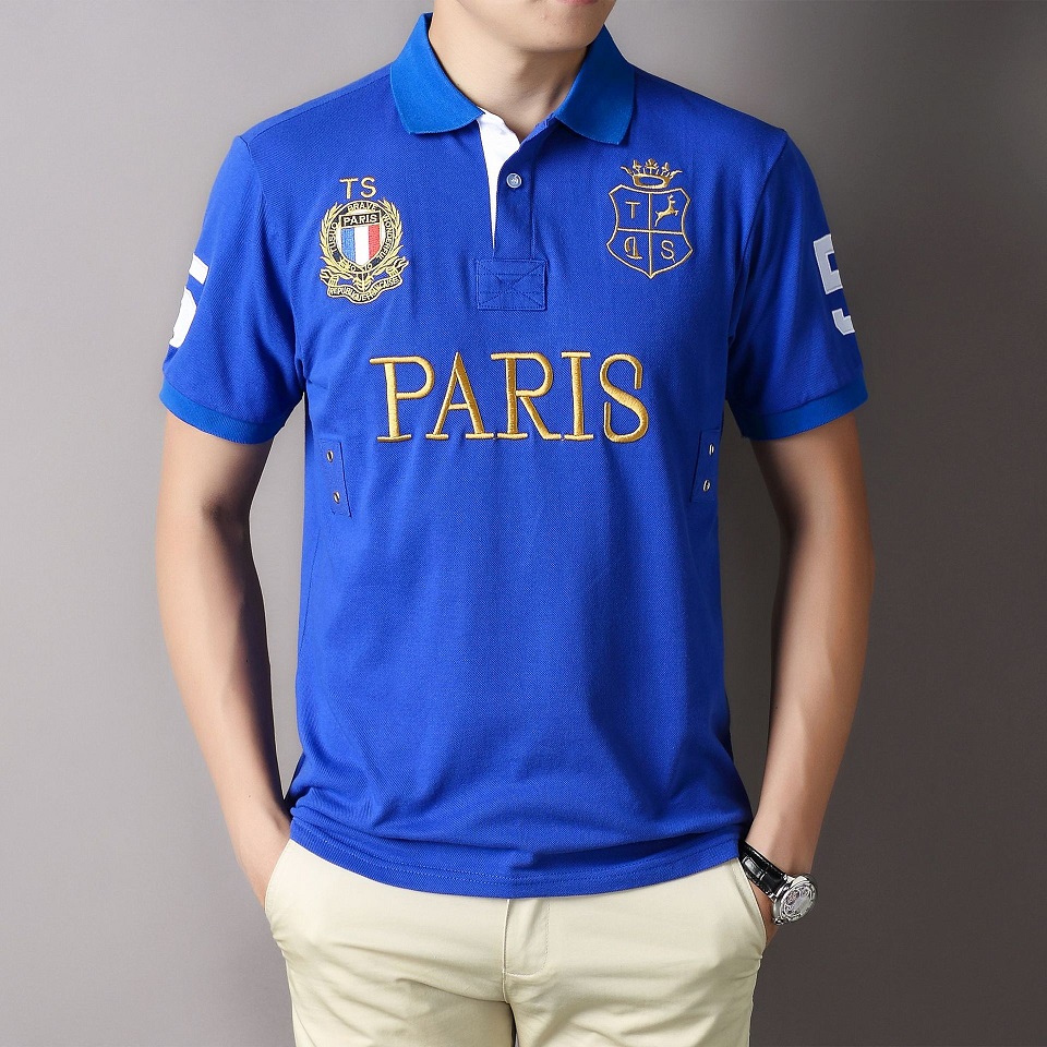 2024 European and American men's shirt casual fashion slim fitting short sleeved embroidery designer T-shirt s-5XL wholesale