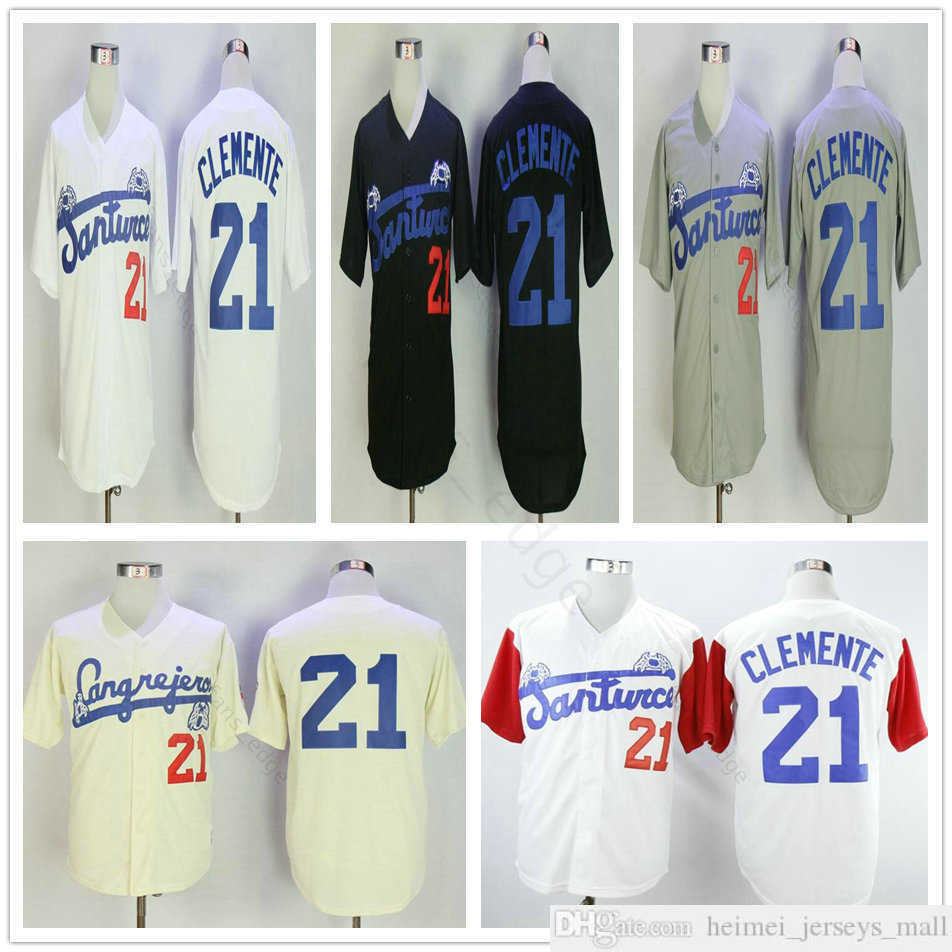 Mens Crabbers #21 Roberto Clemente Gray Road Jerseys Puerto Rico Cangrejeros de Santurce black white Stitched University Baseball S-3XL
Mens Crabbers #21 Roberto Clemente Gray Road Jerseys Puerto Rico Cangrejeros de Santurce black white Stitched University Baseball S-3XL