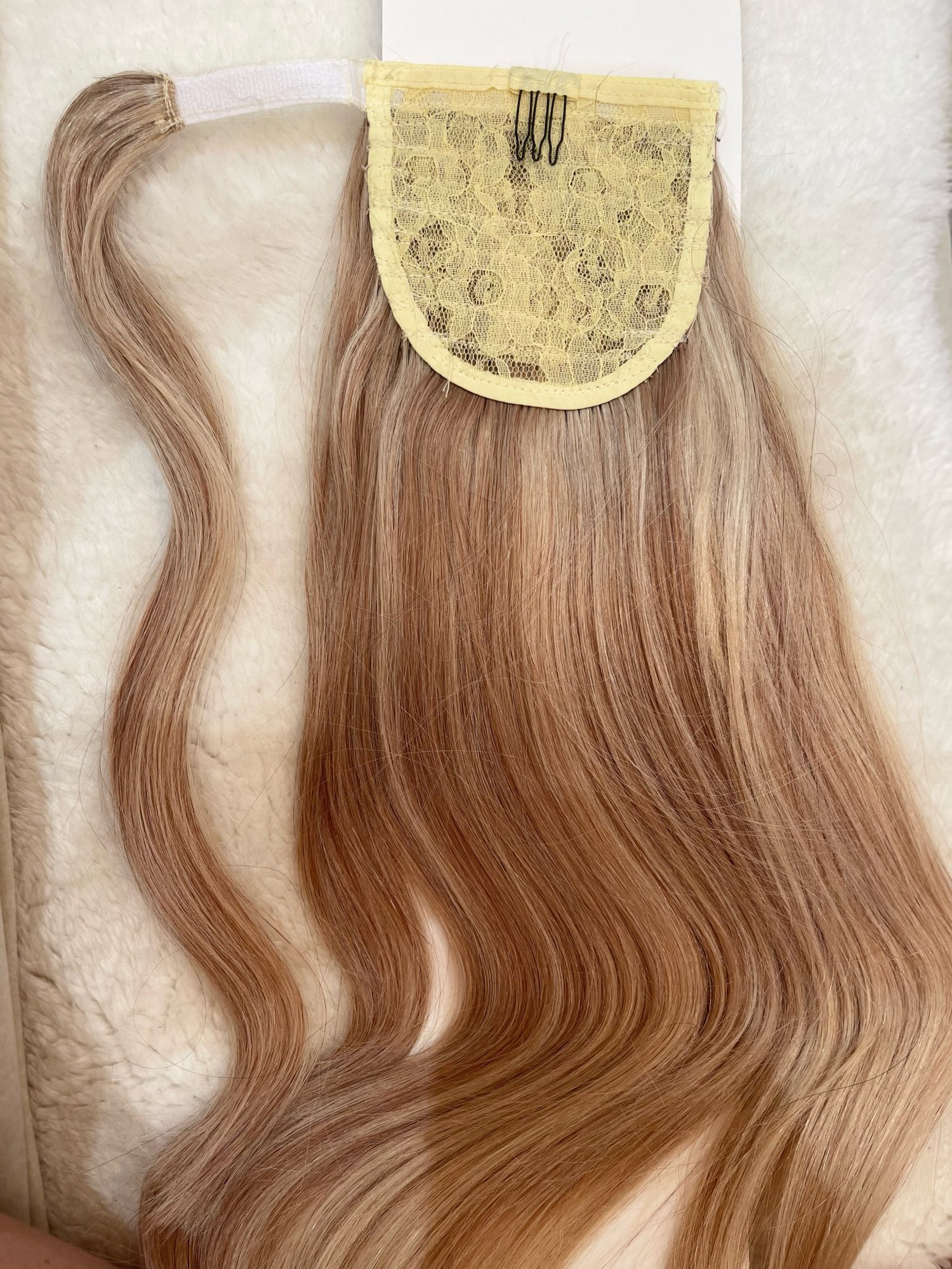 Blonde Ponytail Human Hair Remy Ponytail Extension Wrap Around Natural virgin Hairs Straight Thick ends double drawn p18/613 120g