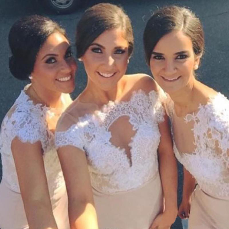 New Elegant Long Mermaid Bridesmaid Dresses Appliques Lace Satin or Length Handmade Party Gowns Custom Size