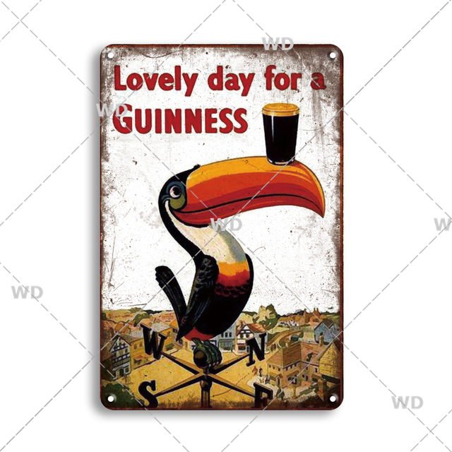 Vintage British Guinness Time Metal Painting Beer Signs Metal Plaque Tin Plate Poster For Bar Pub Club Man Cave Wall Decor Woo