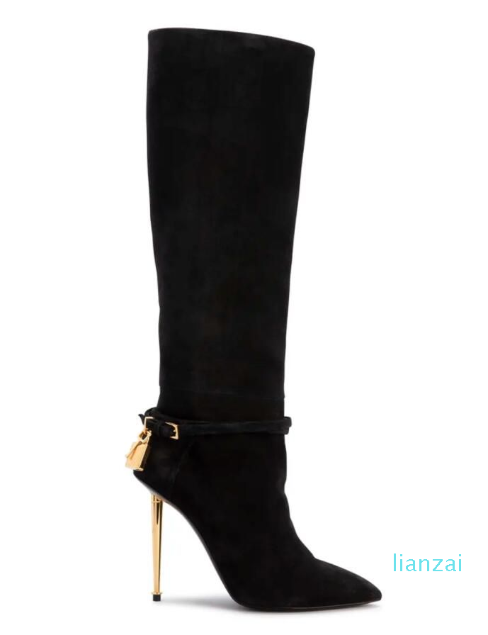 Luxury designer Winter womens boot long knee boots calf leathers lady booty padlock gold heels pointy toe wedding party dress pumps 35-43
Luxury designer Winter womens boot long knee boots calf leathers lady booty padlock gold heels pointy toe wedding party dress pumps 35-43