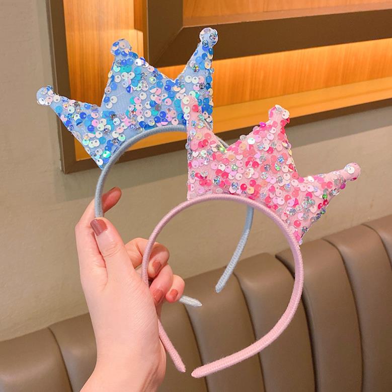 Crown Headbands Double Sides Sequins Tiaras Fashion Hair Accessories Hairband Princess Girls Birthday Party Headpiece