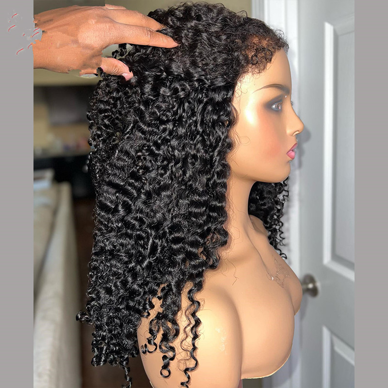 Curly Human Hair Wig Pre Plucked 13x4 Deep Wave Frontal Wig Brazilian Remy Lace Front for Black Women