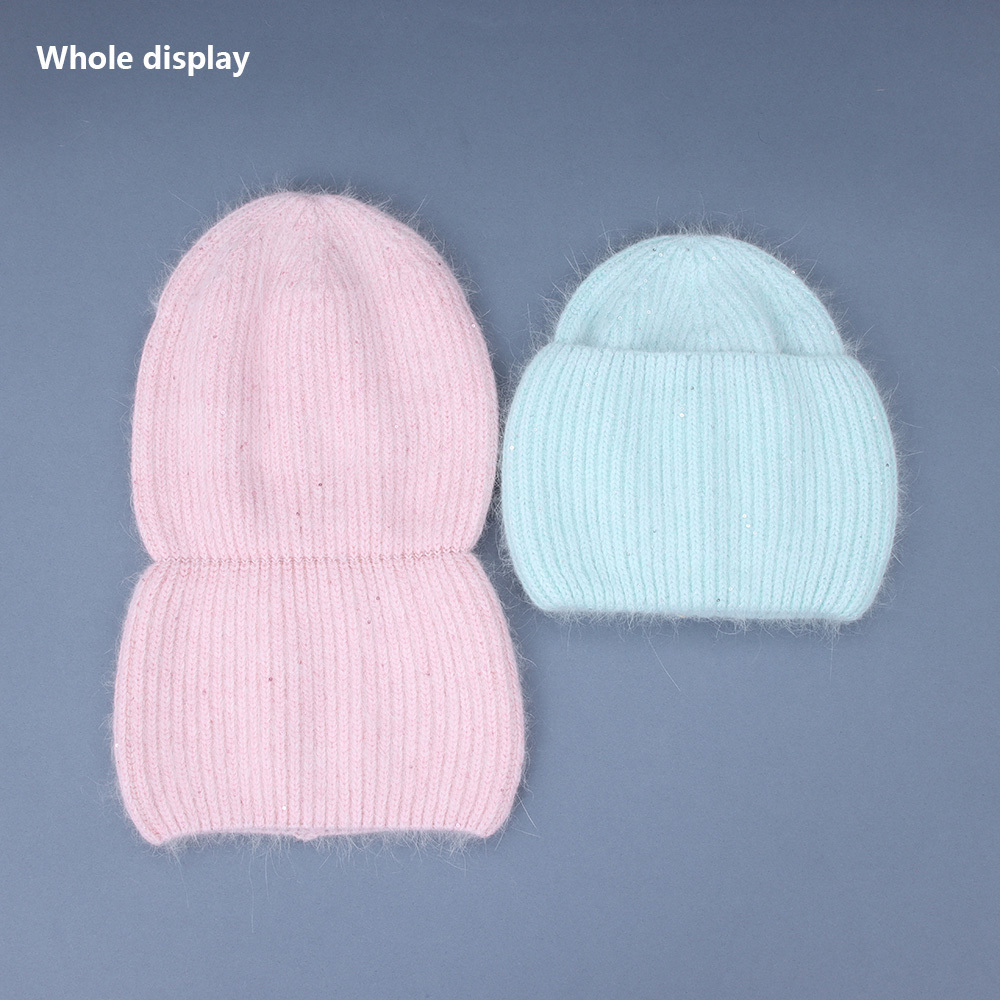BeanieSkull Caps Autumn Winter Rabbit Hair Hat Warm Beanies s Casual Women Solid Adult Cashmere Knitted Beanie with Bright Wire 221024