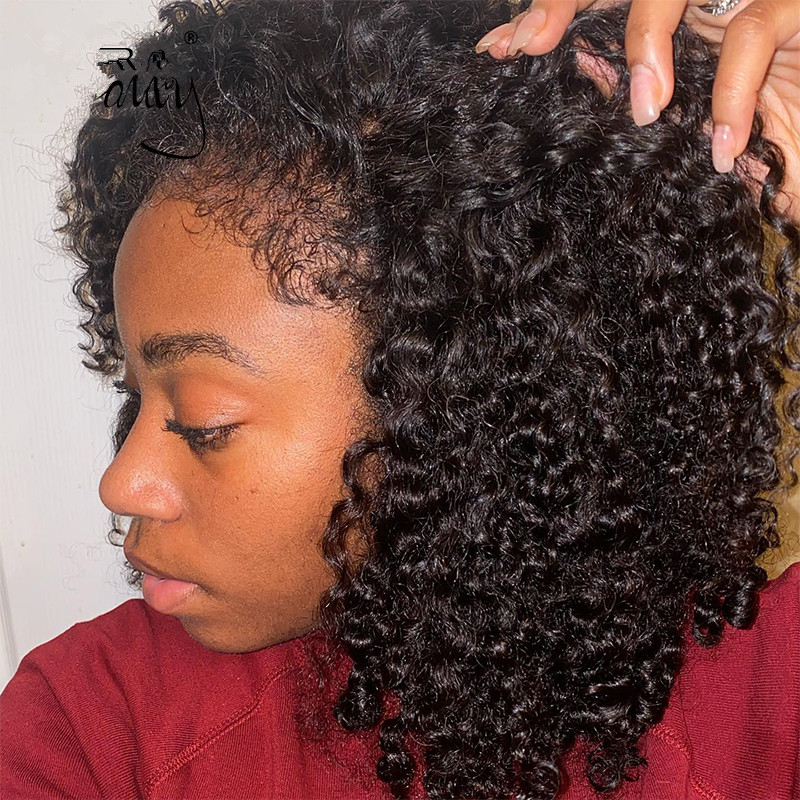 New fashion Deep Curly Human Hair Wigs For black Women glueless afro hd front none lace Brazilian Virgin Hair wig 150% density Diva1