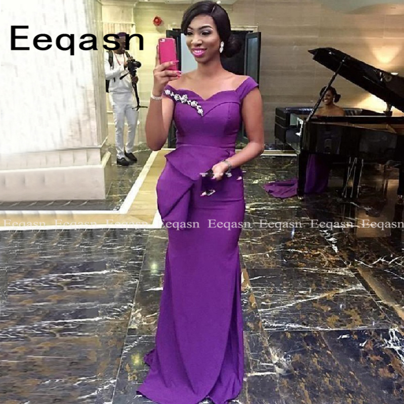 Off the Shoulder Purple Bridesmaid Dresses Long Mermaid Wedding Guest Formal Party Dress Plus Size Prom Evening Gown