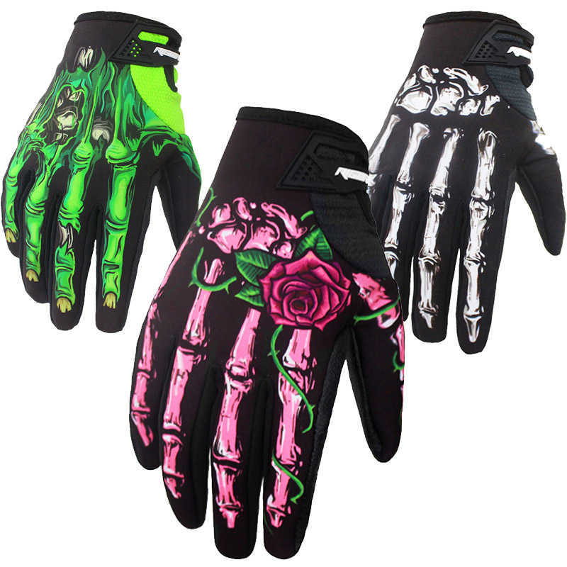 Cycling Gloves Motorcyc Winter Bike Riding Joint Printing Motor Full Finger ghost cl Windproof Men Women Guantes Moto L221024