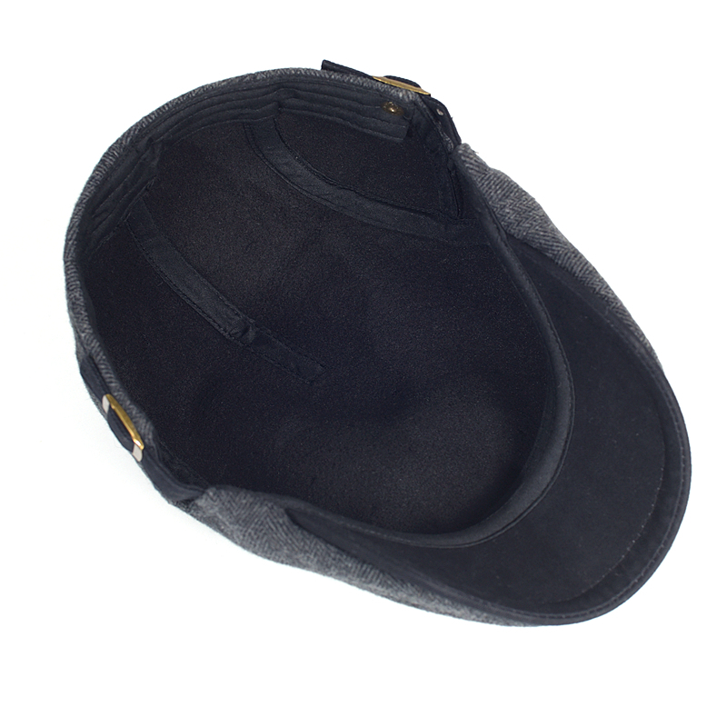 Berets Big Size sboy Cap Men Winter Wool Thick Warm Vintage Herringbone Casual Stripe Berets Gatsby Flat Hat Peaked Cap Adjustable 221024
