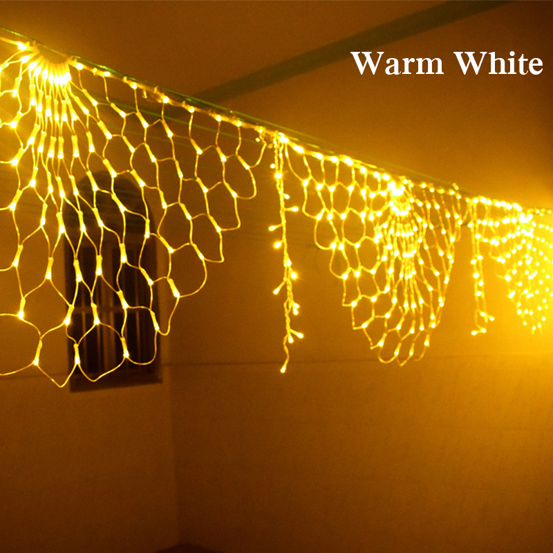 3M Peacock Net Mesh Led Strings Light 404 LED Outdoor Fairy Garland 8 Lighting Modes for Garden Wall Decoration