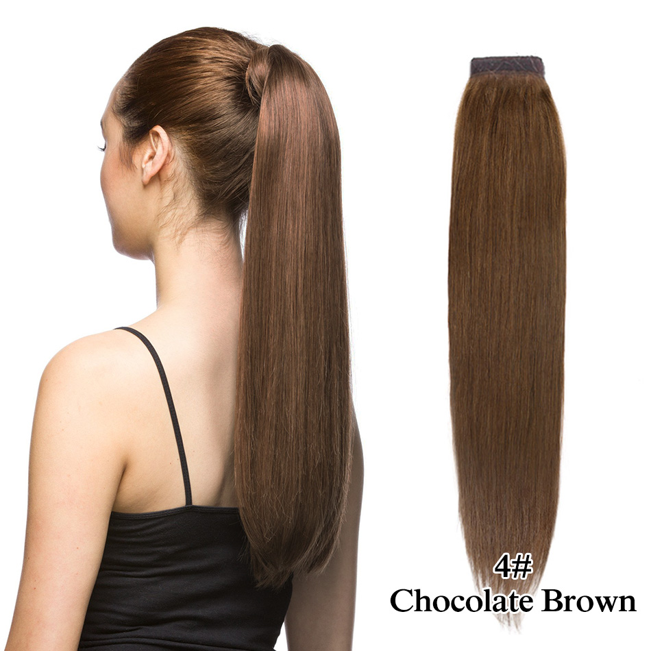 Ponytail Human Hair extension Wrap Around Highlight Blond Ponytails Clip In Extensions Real brazilian Balayage Straight Pony tail hairpiece p4/22 12in