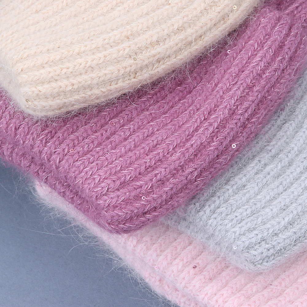 BeanieSkull Caps Autumn Winter Rabbit Hair Hat Warm Beanies s Casual Women Solid Adult Cashmere Knitted Beanie with Bright Wire 221024