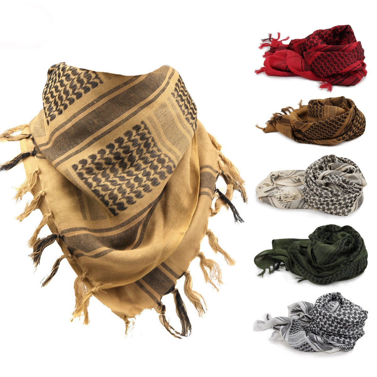 Scarves 100%Cotton Thicker Arab Men Winter Military Keffiyeh Windproof Scarf Muslim Hijab Shemagh Tactical Desert Square Wargame 221024