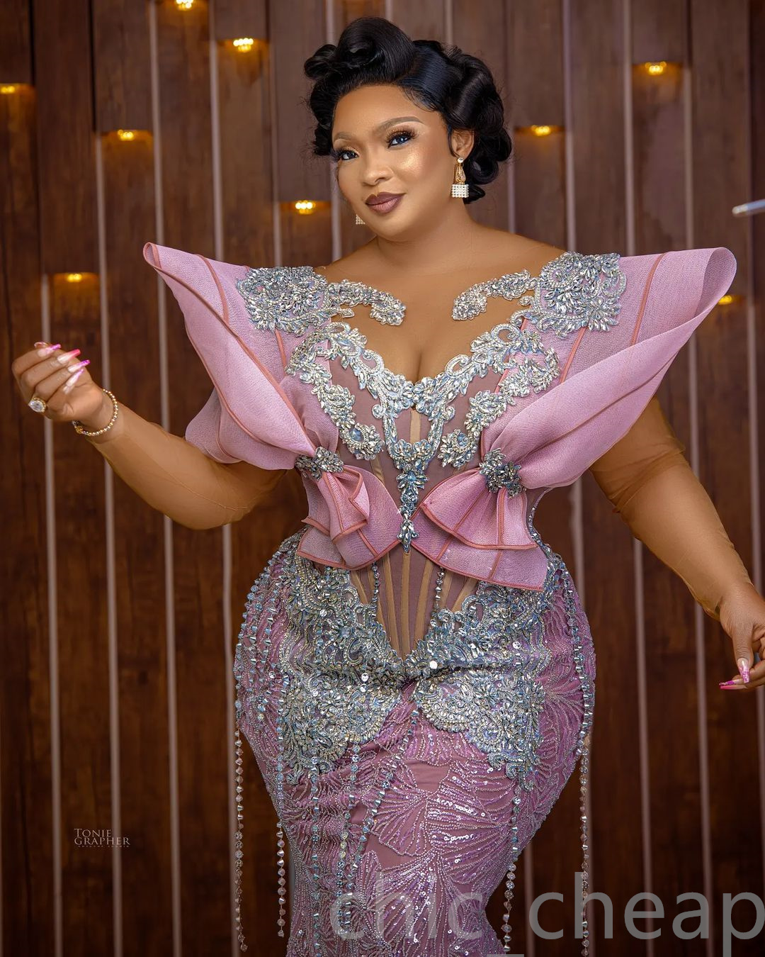 Arabic Aso Ebi Mermaid Pink Prom Dresses Beaded Crystals Lace Evening Formal Party Second Reception Birthday Engagement Gowns Dress ZJ670