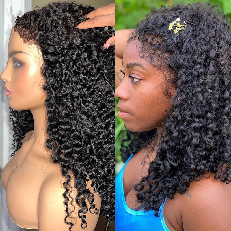 New afro hairstyle black human hair wig hd lace curly baby hairs new trends for women frontal wigs pre plucked 13x4 invisible knots