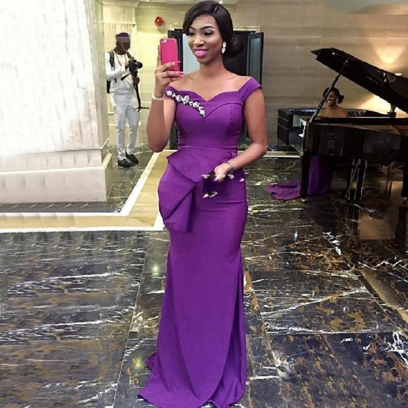 Off the Shoulder Purple Bridesmaid Dresses Long Mermaid Wedding Guest Formal Party Dress Plus Size Prom Evening Gown