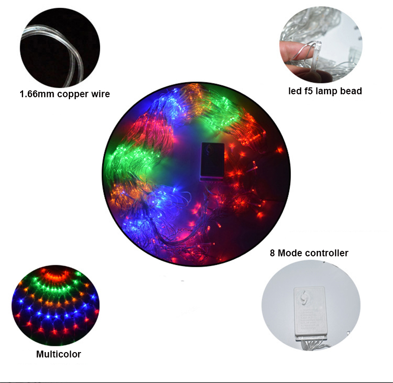 3M Peacock Net Mesh Led Strings Light 404 LED Outdoor Fairy Garland 8 Lighting Modes for Garden Wall Decoration