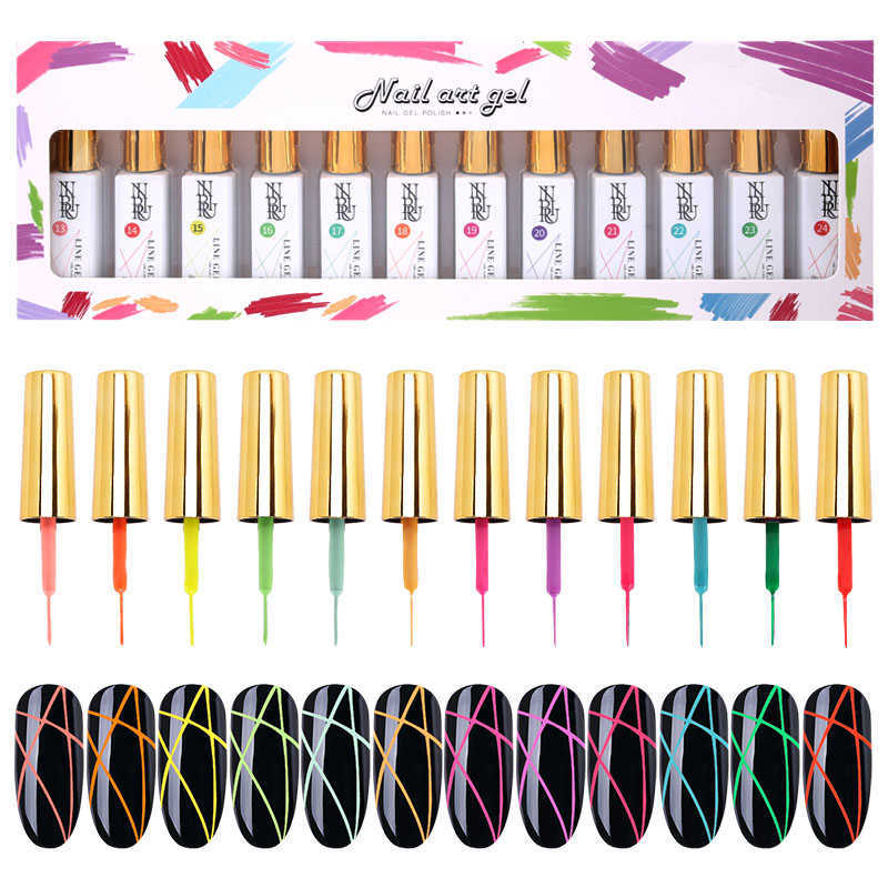 Nail Polish 24 Colors Pull Liner Gel Nail Polish Kit For DIY Hook Line Painting Manicure Gel Brushed Design Nail Art Accessories Supplies T221024