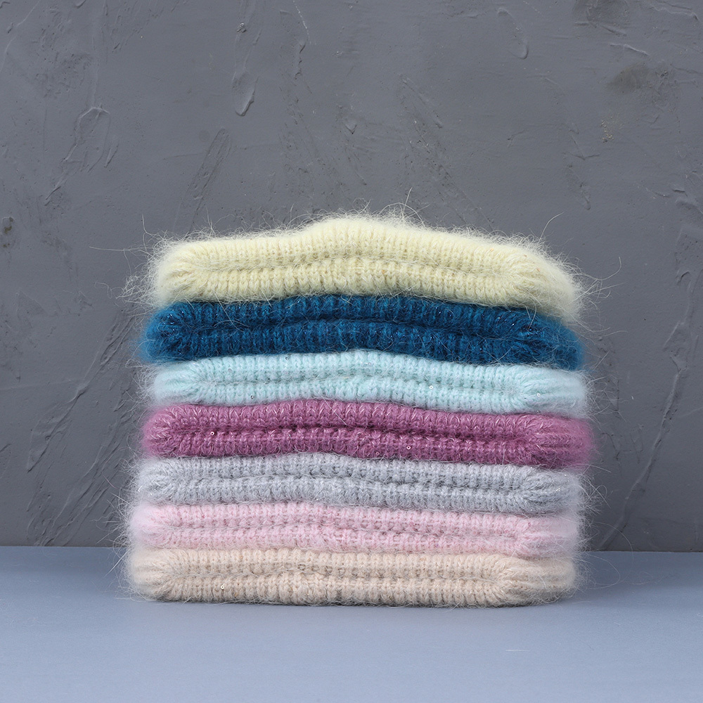 BeanieSkull Caps Autumn Winter Rabbit Hair Hat Warm Beanies s Casual Women Solid Adult Cashmere Knitted Beanie with Bright Wire 221024