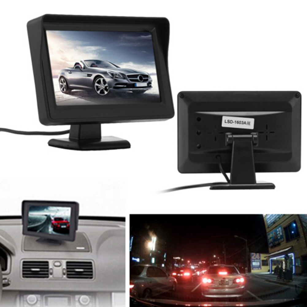 4.3 inch 12V Car Video Rear View Camera Monitor Backup Reverse Camera Kit Night Vision Reversing Parking System