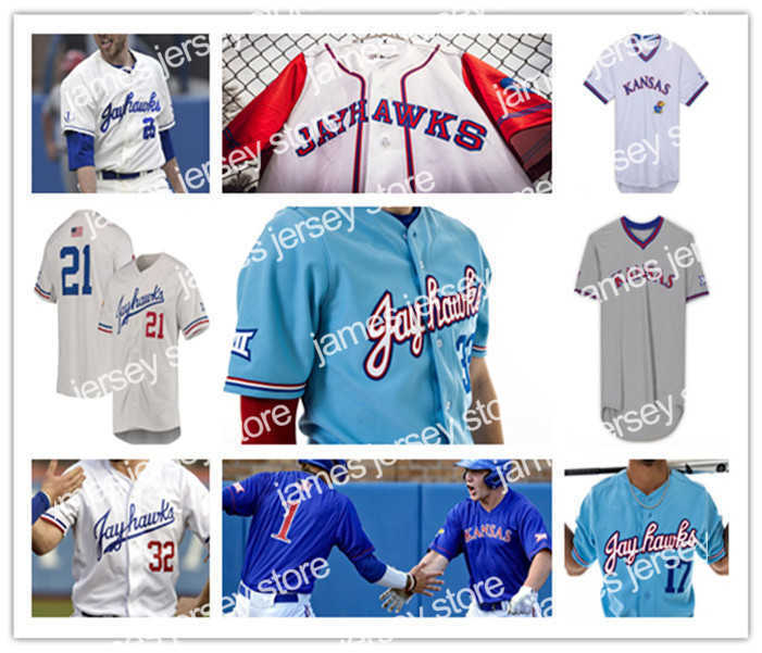 College Baseball Wears NCAA KANSAS JAYHAWKS KU Baseball Jersey Custom Casey Burnham Maui Ahuna Nolan Metcalf Tavian Josenberger Daniel Ryan Vanderhei Cole Larsen