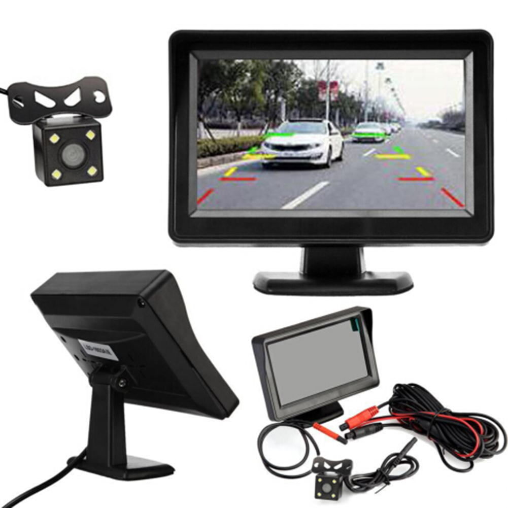 4.3 inch 12V Car Video Rear View Camera Monitor Backup Reverse Camera Kit Night Vision Reversing Parking System