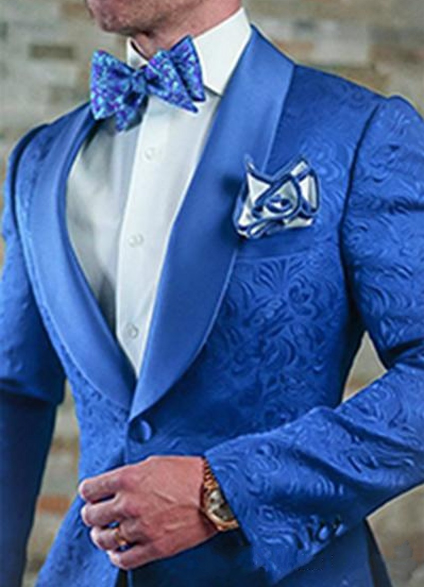 Burgundy Butterfly Jacquard Groom Tuxedos Embossed Three-dimensional Pattern Men's Blazer 2 Piece Suits Wedding Dress Prom Clothing Multi-color o