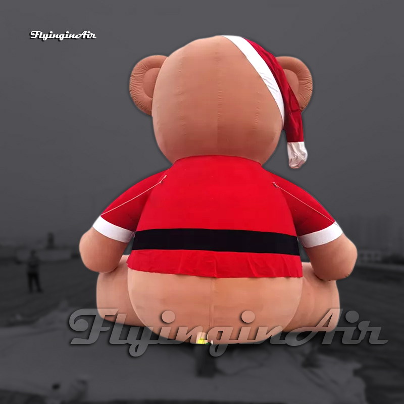 Outdoor Large Brown Inflatable Teddy Bear Doll Model Air Blow Up Christmas Cartoon Animal Mascot Balloon With Red Hat And Costume For Park Decoration