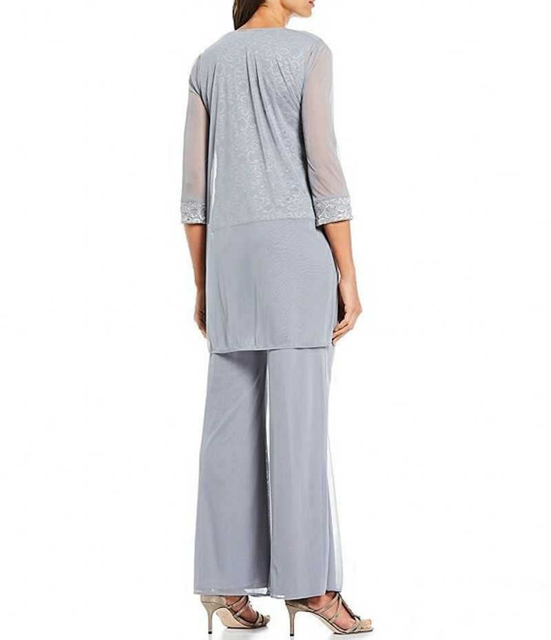 Pantsuit Mother of the Bride Dress 2023 Plus Size Elegant Jewel Ankle Length Chiffon Sleeveless Lace Beads Bridal Party Gown Robe De Soiree