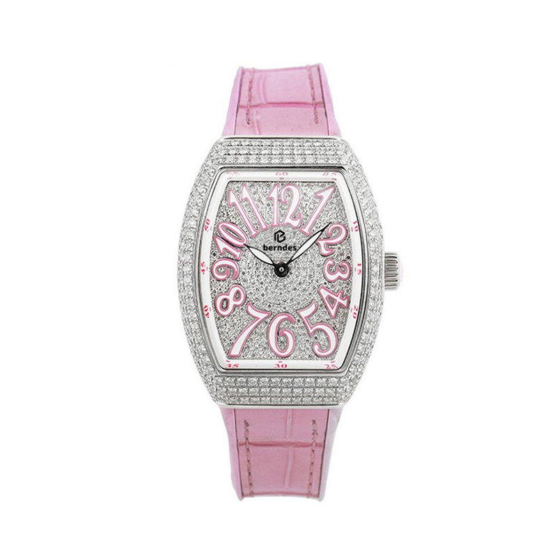 Women's fashion stars diamond watch stainless steel metal shell rubber leather top designer team 50m waterproof