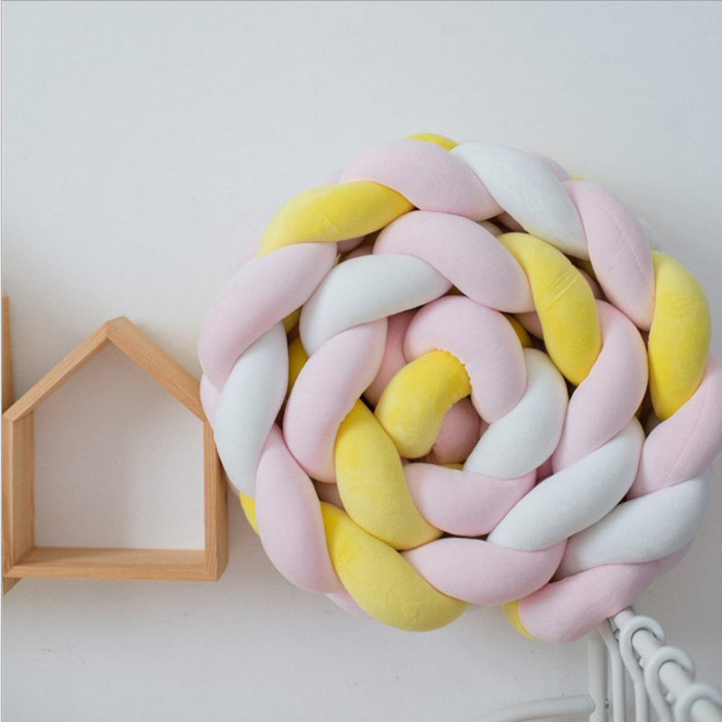 Bed Rails 1M2M3M4M Bumper Baby Crib Cot Protector Infant Bedding Set For Boy Girl Braid Knot Pillow Cushion Room Decor 221024