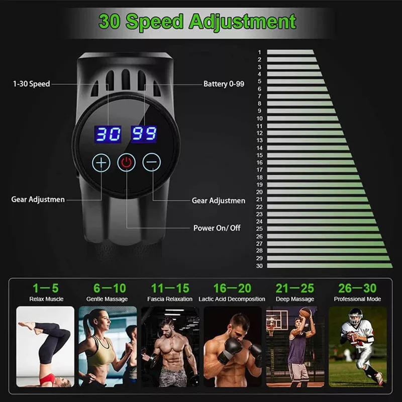 Full Body Massager Massage Gun Body Tissue Muscle Massager Gun 30 Speed Gear Massager Deep Fascia Gun 221024