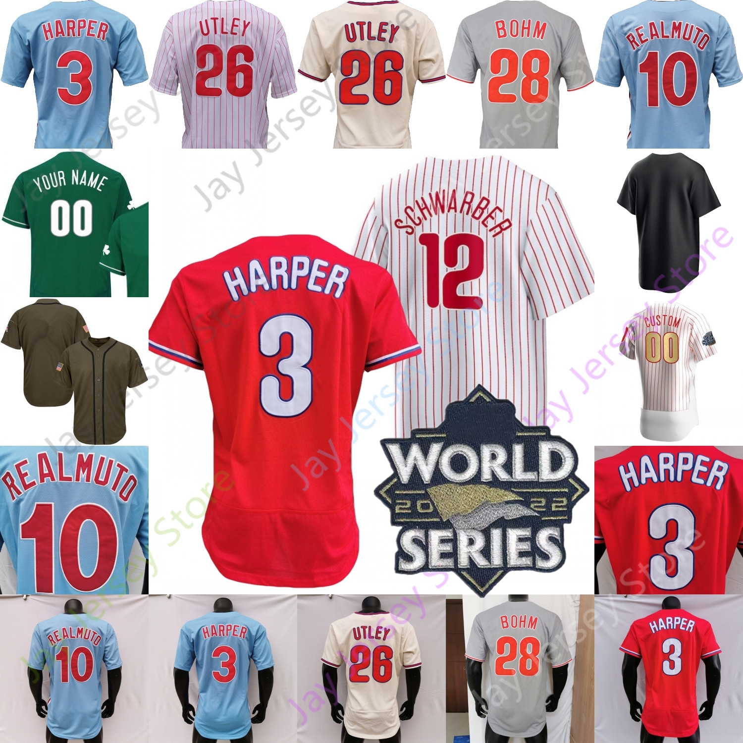 2022 WS Kyle Schwarber Jersey Harper J. T. Realmuto Rhys Hoskins Alec Bohm Aaron Nola Brandon Marsh Castellanos Noah Syndergaard Stubbs Maton Munoz Ranger Suarez, Player's versions cream
2022 WS Kyle Schwarber Jersey Harper J. T. Realmuto Rhys Hoskins Alec Bohm Aaron Nola Brandon Marsh Castellanos Noah Syndergaard Stubbs Maton Munoz Ranger Suarez, Player's versions cream