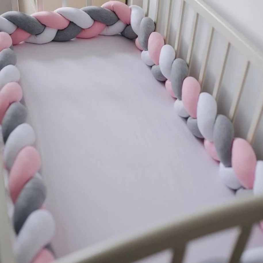 Bed Rails 1M2M3M4M Bumper Baby Crib Cot Protector Infant Bedding Set For Boy Girl Braid Knot Pillow Cushion Room Decor 221024