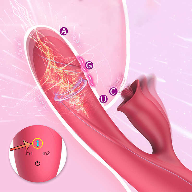 Toys Sex Toys 7 modes vibratrice de pouss￩e virtuelle pour femmes Toy Toy Adulte Masturbation Tongue Licking Clitoral Rabbit Dildo Vibrateurs